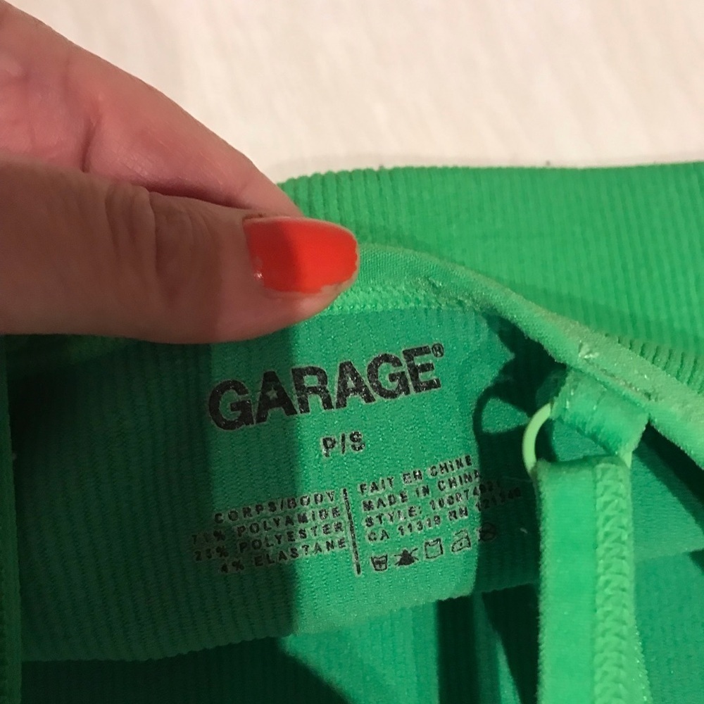 Garage Vibrant Green Ribbed Crop Top - Picture 3 of 3